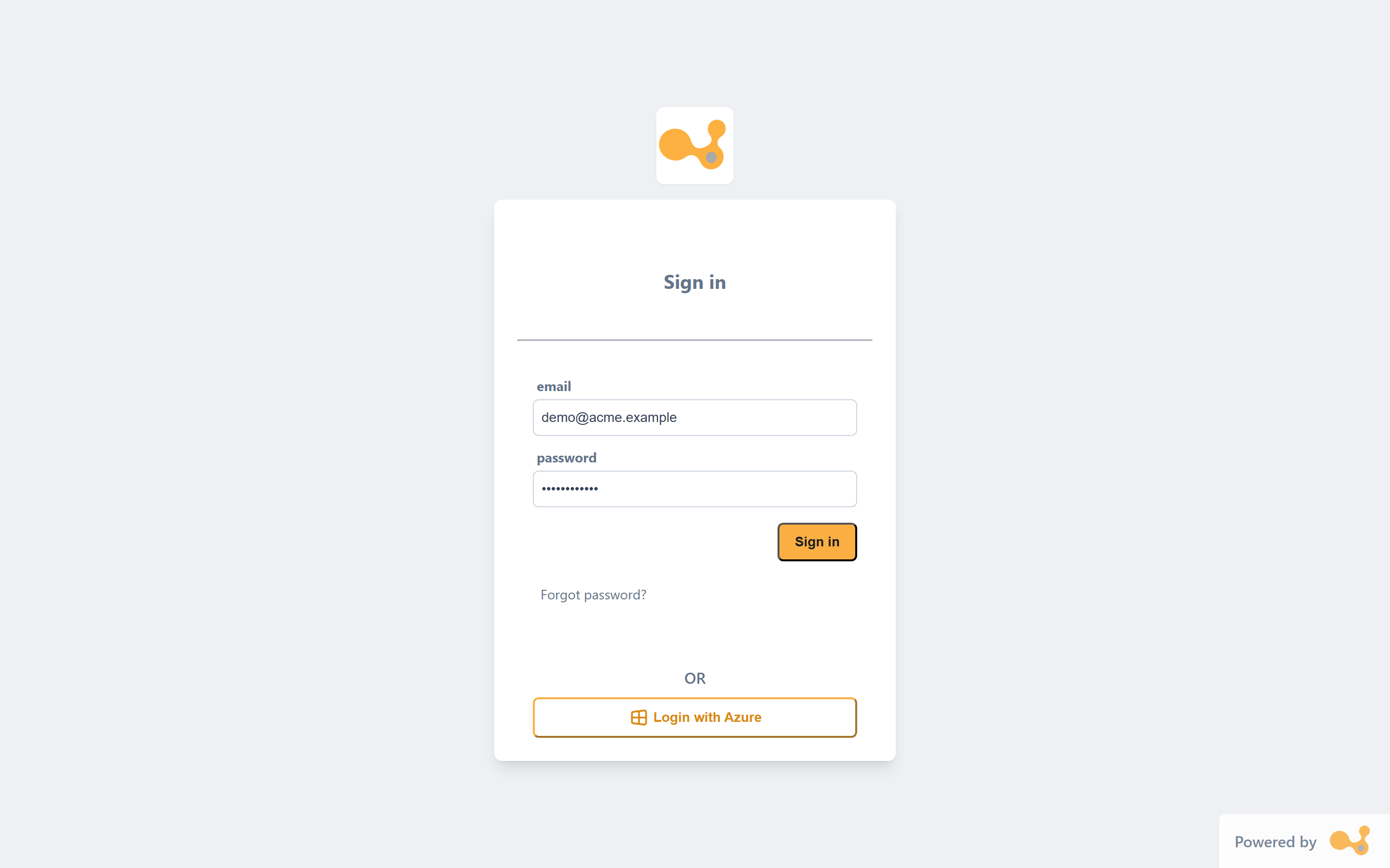 Yres login screen with email and password fields